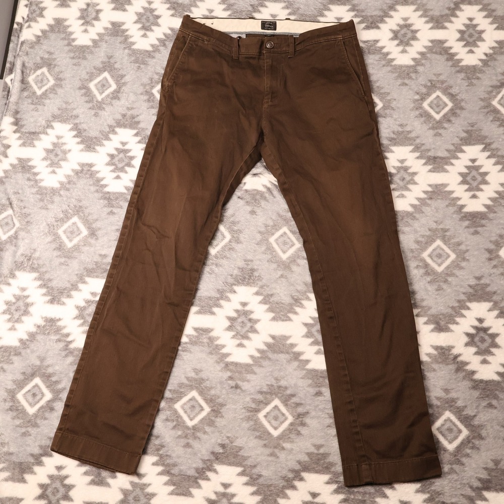 J.Crew Stretch Chino Pants Brown Mens 30x30 Cotton Blend Flat Front Casual